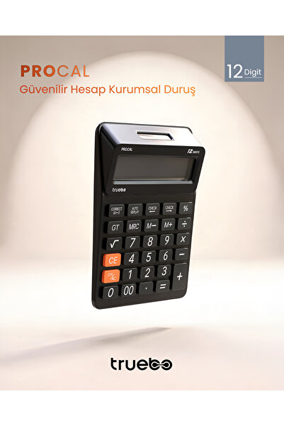 truebo ProCal Profesyonel Siyah Hesap Makinesi