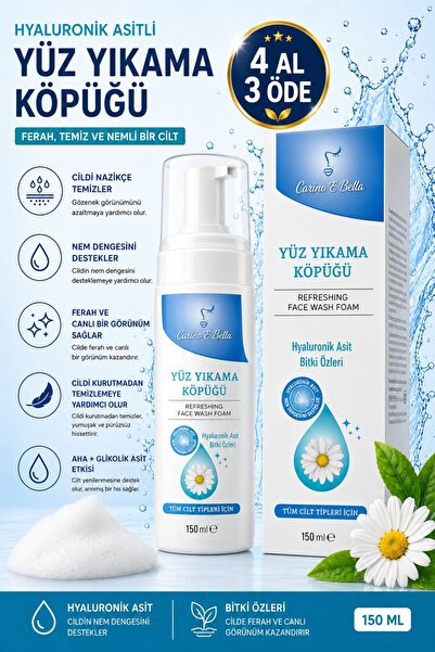 Carino E Bella Hyaluronik Asitli Yüz Yıkama Köpüğü 150 ML – Nemlendirici Yüz ...