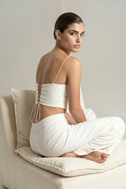 La Bruyere Extra Soft Viskon Uzun Wide Leg Pantolon & Cross Detaylı Crop Home...