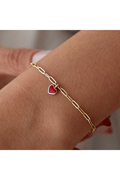 Cherry by Özkonak Kırmızı Kalp Charm Ataç Bileklik
