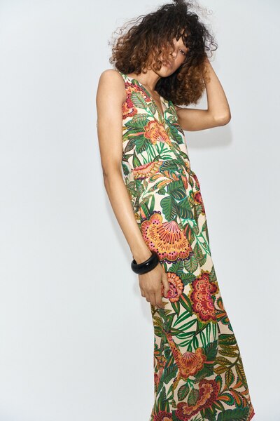 H&M V Yakalı Midi Elbise