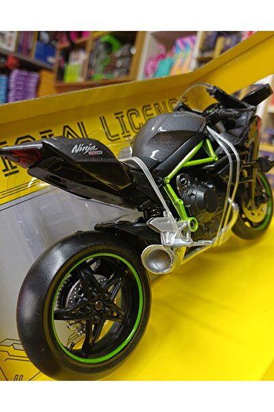 OYUNCAKSAHİLİ Kawasaki Ninja H2 Motorsiklet Tarz Model Ayakta Durur Motor 17x9cm Koleksiyon Metal Motosiklet 1:12