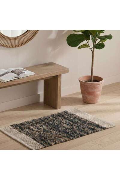 PAN HOME Terrance Hand Woven Jute With Cotton Dhurrie 90x150cm - Black