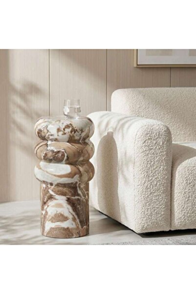 PAN HOME Serafina End Table Marble - Brown