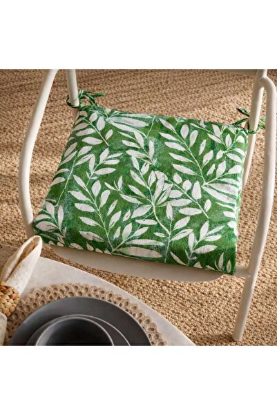 PAN HOME Scale Botanical Print Chair Pad 240 Gsm 42x42x5 Cm - Green