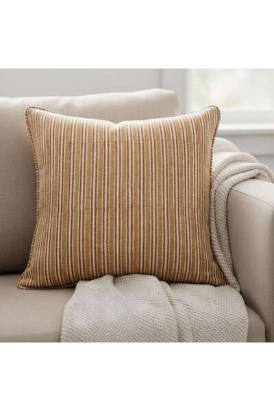 PAN HOME Heritage Stripe Down Alternative Filled Cushion 50x50cm - Rust