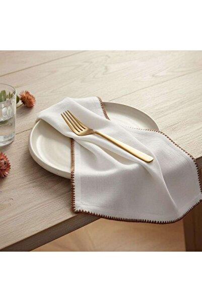 PAN HOME طقم مناديل إسلاي مطرزة من 6 قطع 45×45 سم - لون الصدأ