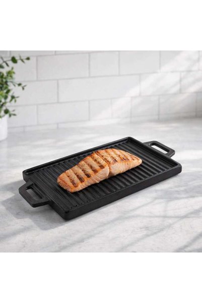 PAN HOME Ferric Cast Iron Rectangular Grill Plate 26x16cm -black