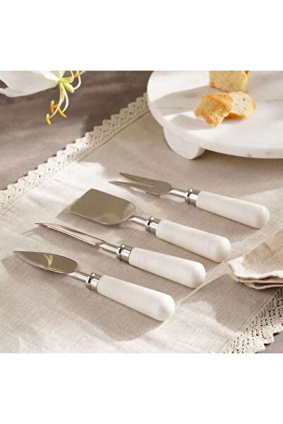 PAN HOME Mison 4-Piece Marble Cheese Knives Set -White