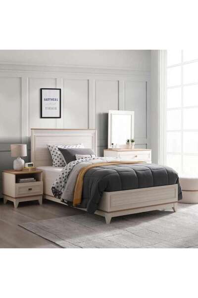 PAN HOME سرير أطفال سيدار مفرد 120x200 سم - كريمي
