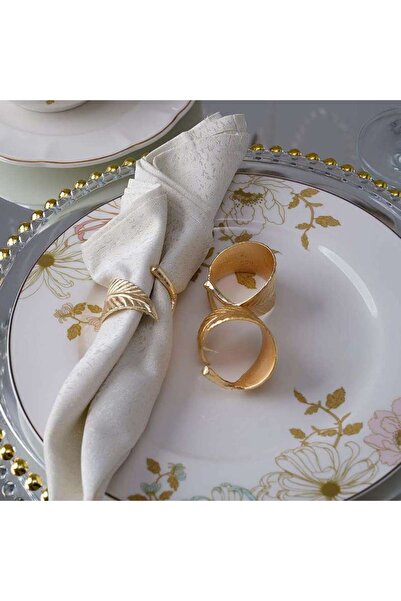 PAN HOME Golden Leaf S/2 Napkin Ring Gold