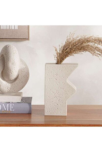 PAN HOME مزهرية تيرا من البولي ريزين للديكور 14.5×6.5×21.5 سم - بيج