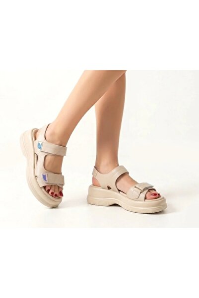 DMR Elegance Ginya Beige Skin Velcro Sandals