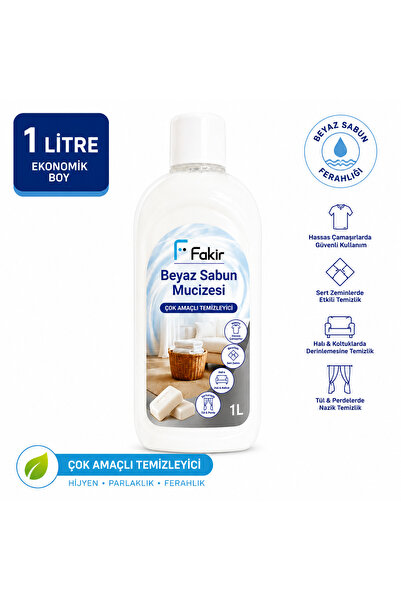 Fakir Beyaz Sabun Mucizesi Çok Amaçlı Temizleyici 1 Litre – Halı, Koltuk, Per...