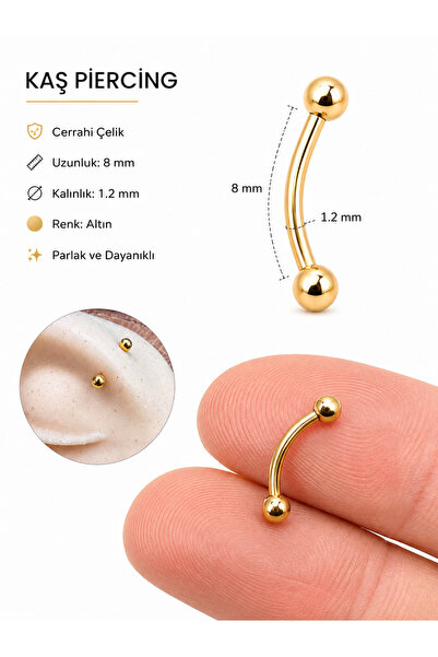 Karınca Piercing Gold Cerrahi Çelik Altın Rengi Kaş Piercing Kulak Tragus Snu...