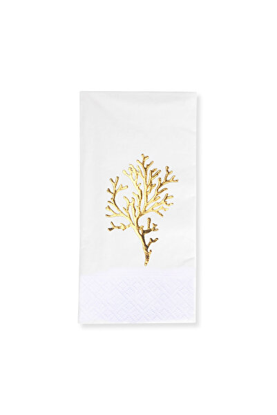 Story 33X33 cm Gold Foil Seaweed Marine Patterned 16-Piece 1/8 Fold White Col...