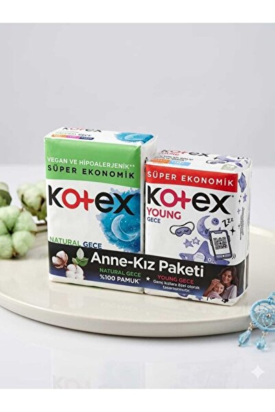 BRF KOTEX NATUREL GECE KOTEX YOUNG GECE 14+16 ANNE KIZ PAKETİ