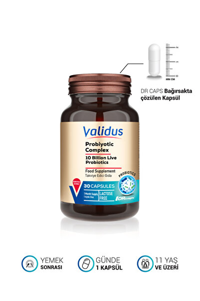 Validus Probiyotik 10 Milyar CFU + Prebiyotik 30 Kapsül (DR CAPS Bağırsakta çözülen Kapsül)