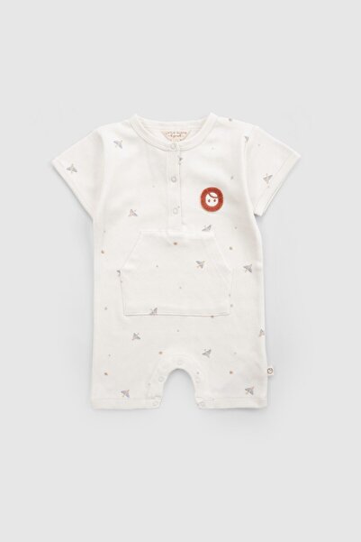 Little Gusto Organik Pamuk Bebek Şort Tulum Beyaz