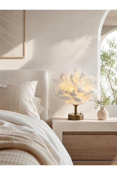 Maison Avf Beyaz Atelier Tasarım Kablosuz Pilli Masa Lambası - Alt Eskitme Gold