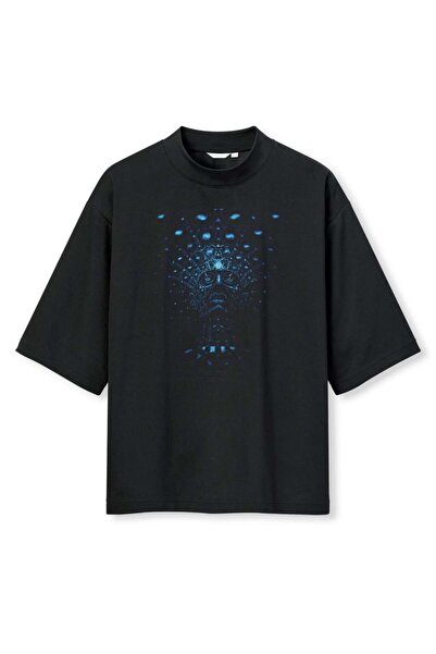 buzagi tasarım ürünleri Tool Digital Printing Oversize Black Unisex T-Shirt