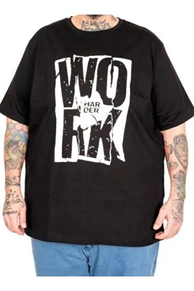 cusseli Big Size T-Shirt Work Harder 26166 Black
