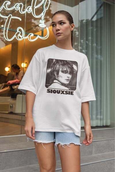 buzagi tasarım ürünleri Siouxsie and the Banhees Oversize Unisex White T-Shirt