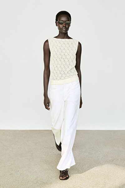 Massimo Dutti Ajurlu dokulu kolsuz top