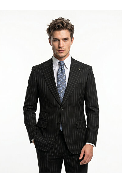 HERMOSE Royale |   Noir Black Striped Suit