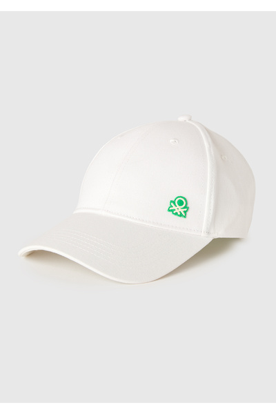 United Colors of Benetton Men's White Logo Cap