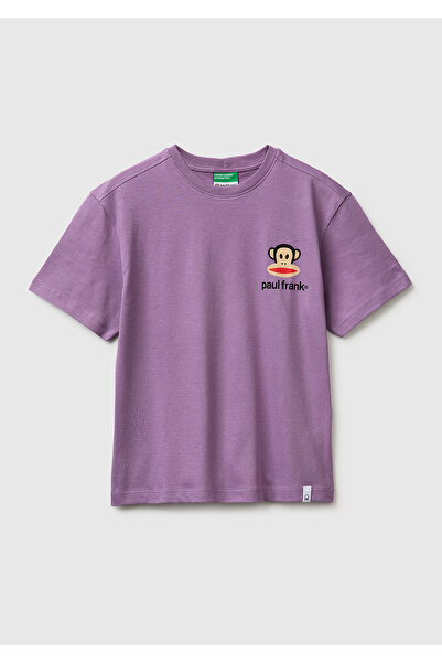 United Colors of Benetton تي شيرت برقبة دائرية وشعار مطبوع على الجبهة والخلف ...