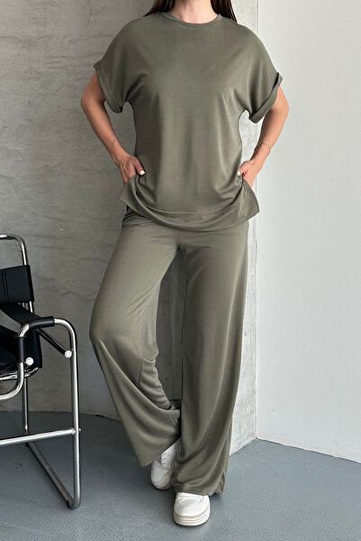 Balenbi Women's Cupra Pike Fabric Double Sleeve Cuffs Wide Leg Relaxed Fit Tw...