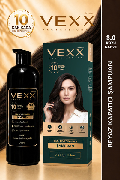 vexx maestro Vexx Professional Beyaz Kapatıcı Pratik Boya Şampuan Koyu Kahve ...