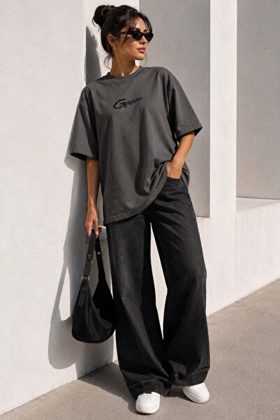 Madmext Μπλουζάκι Oversize με Καπνιστό Τύπωμα MG1491