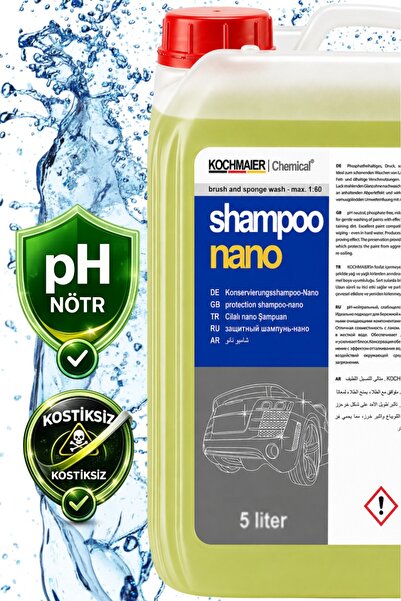 Cilalı Oto Şampuanı 5 Lt/kg – pH Nötr, Kostiksiz, Boya Koruyucu Araç Yıkama Şampuanı Nano Konsantre 1:60 5 Lt/kg