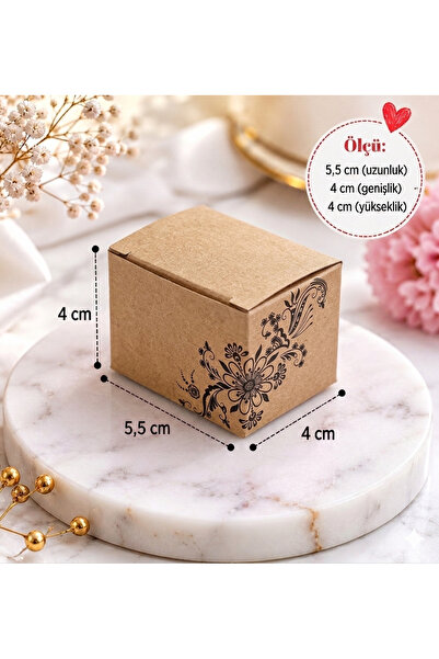 Genel Markalar Kraft Mini Hediye Kutusu 5,5x4x4 Cm 50 Adet