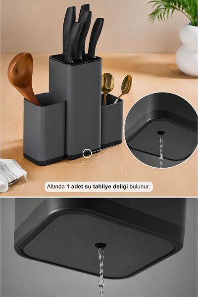Bose Home 4-in-1 Knife Holder, Spoon Holder, Cutting Board Stand, Kitchen Countertop Vertical Organizer Anthracite (Cutting Board Not Included)