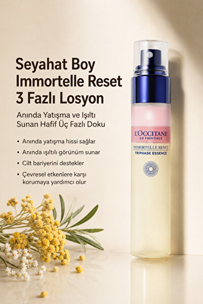 L'Occitane Immortelle Reset Yenileyici Üç Fazlı Losyon, Seyahat Boy, Ölmezotu...