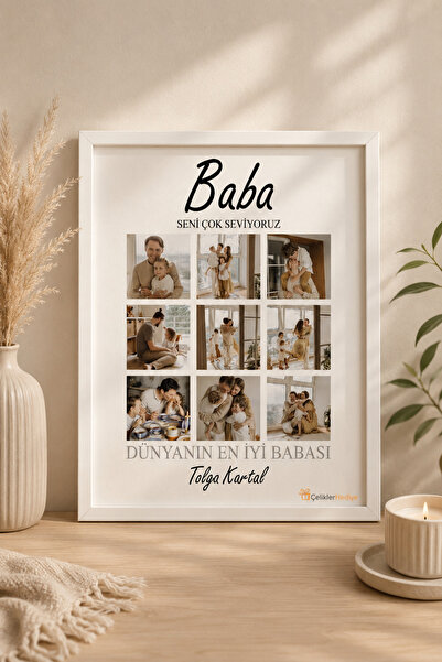 ÇELİKLER HEDİYE Kişiye Özel Baba Çerçevesi Babalar Günü Çerçeve Hediye Anne H...
