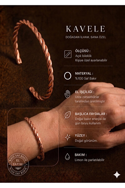 KAVELE 100% Copper Bracelet Auger 3 Mm Model Anti-Stress Receive the Electric...