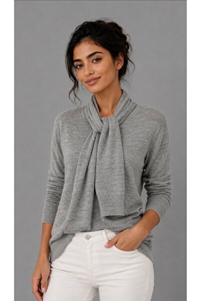 Be Best Women's Gray Shawl Accessory Knitwear Blouse Be310