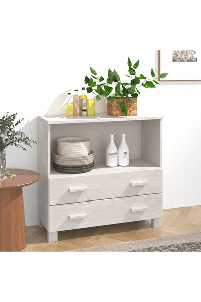 Concept Servantă, alb, 85x35x80 cm, lemn masiv de pin