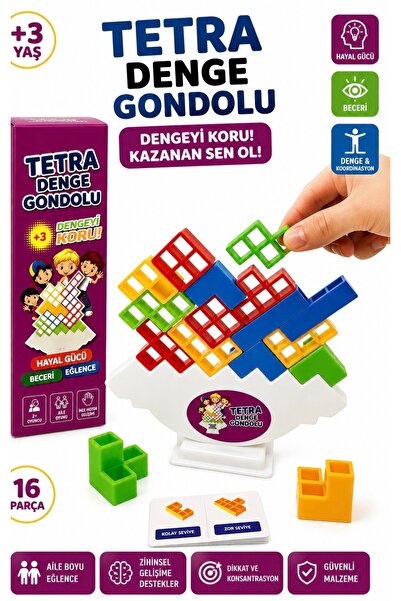 PAKİTO Tetra Kule Denge Oyuncağı Eğitici Kutu Oyuncak Tetris Kule Tetra
