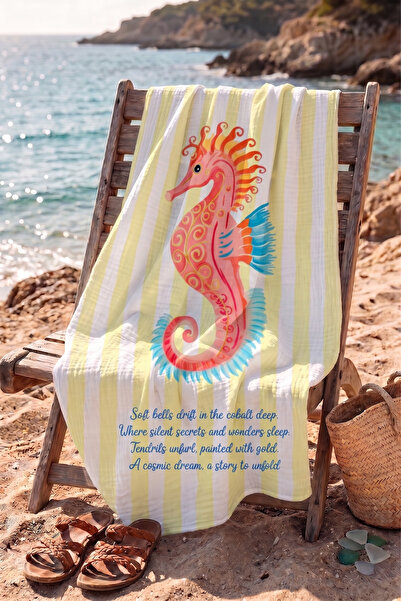 Tuğba Kuğu 100% Cotton 4 Layer Muslin Beach Towel - Mediterranean Sun