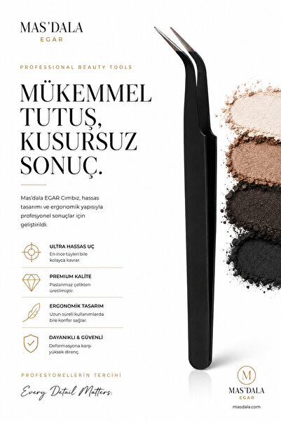 Mas'dala EGAR Profesyonel Eğimli Kaş Cımbızı Paslanmaz Çelik Batık Kıl Alıcı Siyah Cımbız