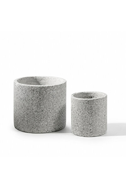 Green Garden Fiber Cement Planter Set 2-Piece Terrazzo Weather-Resistant Lead...