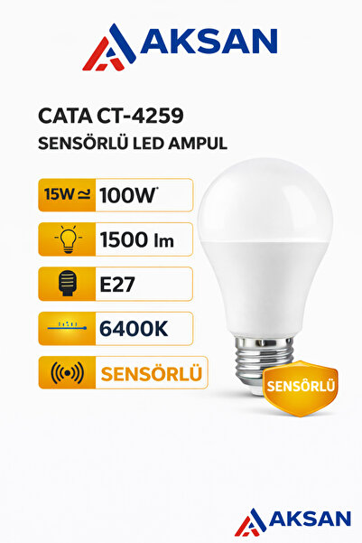 Cata CT-4259 15W (100W) Hareket Sensörlü LED Ampul Beyaz Işık E27 DUY, 1500 lm