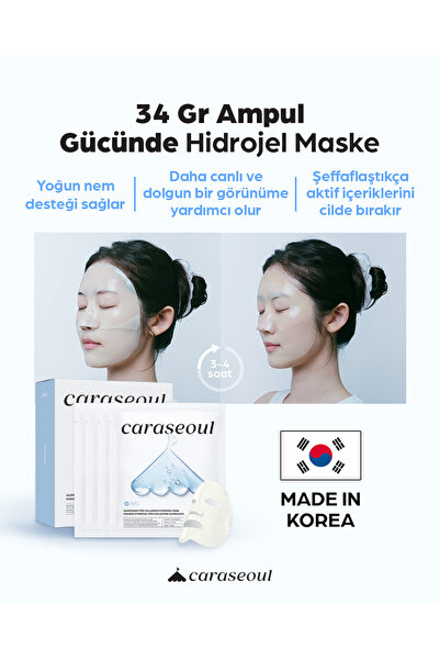 Caraseoul Glowganic Pro-Kolajen Hidrojel Yüz Maskesi 4’lü – Nemlendirici ve S...
