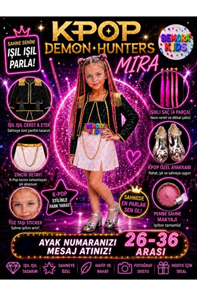 bemora kids kpop mira huntrix mira iblis avcıları kostüm etek ceket büstiyer ...