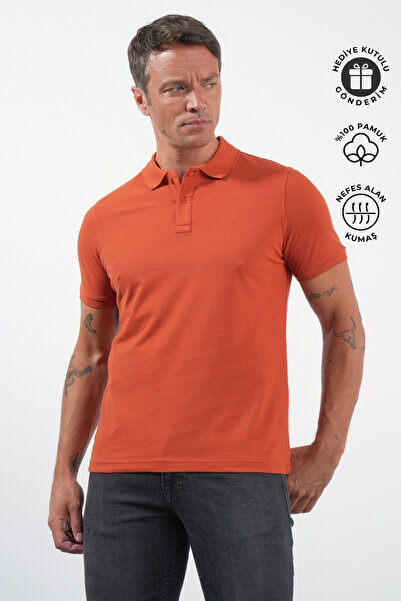 İmza Red Polo Collar Pique Short Sleeve Slim Fit Cotton T-Shirt 1011260170